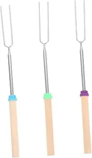 Extendable Stainless Steel Grill Forks Telescoping Meat Cooking Fork for Outdoor BBQ Hot Dog Roasting Sticks Camping Skewers Grilling Sticks