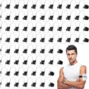 Sherr 100 Pcs Arm Badge Holder Armband Visibility PVC ID Card Holder with Adjustable Strap Fastener Armband Pass Holder Clear Display Name Tag Holder for Work Ski Postcard Pass Universal Size (Black)