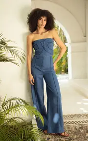 [Andres Otalora] Tan Calida Embroidered Linen Top