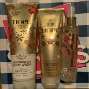 NEW 3PC Bath & Body Works WINTER PEACH MARSHMALLOW Mist & Body Cream Set