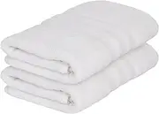 Nicola Spring Cotton Hand Towels - White - 90cm x 50cm - Pack of 2 - Adults Small Thick Fluffy Luxury Quick Dry Bathroom Soft Hotel Quality Face Cloth Towel