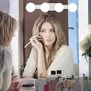 Portable LED Makeup Lights, 2000mha Rechargeable Vanity Mirror Lights kit for Bathroom Dressing Room Vanity Table with 4 Hollywood Styles Bulb, Dresser Lights