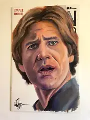 Original sketch cover variant comic, Han Solo, Harrison Ford, by Dan Neidlinger