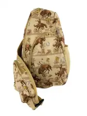 New! WILDWEST HORSE COWBOY BOOTS PRINT BACKPACK w/ One strap Two compartments