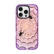 iPhone 16 Pro Impact Case MagSafe Compatible HALLOWEEN SPIDER WEB 4, SPOOKY SPIDERS CORAL PEACH SCARY INSECTS CREEPY BUGS TRANSPARENT