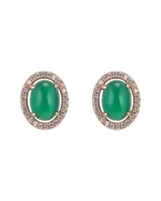 Eye Candy LA Sierra CZ Crystal With Jade Stone Stud Earring