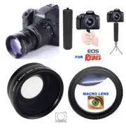 FISHEYE LENS +10x MACRO + TRIPOD + STABLE GRIP FOR CANON EOS REBEL T3 T5 80D 7D