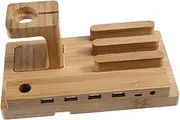 CHILDWEET Bamboo Charging Station Stand Non Slip Phone Watch Holder Dock for Watch Desk Organizer with Cable Management Suitable for Home Office Use