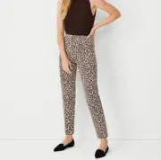 Ann Taylor Classic The slim high-rise ankle leopard animal print pants size 12