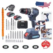 Electric Cordless Drill with 2 Speed Settings, 2 Batteries & Tool Box Included