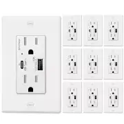 4.8A USB C Outlet Quick Charge 3.0 Wall Receptacle Power Delivery for Samsung×10