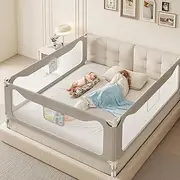 Queen Size Bed Rail for Toddlers: (3 Pack) 3-Side Protection Bedrail for Queen Bed - Extral Tall Adjustable Child Safety Side Railing Guards for Infants Kids Child(78.7x78.7x59”)