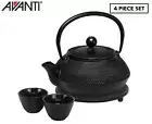 Avanti 800Ml Hobnail Cast Iron Teapot Set - Black