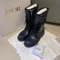 在飛比找Yahoo!奇摩拍賣優惠-DIOR 迪奧 女款 內拼老花 馬丁靴 👢