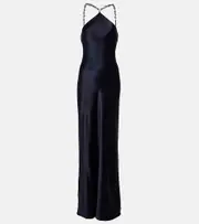 [Staud] Staud Cadence halterneck satin slip dress AU 12 blue