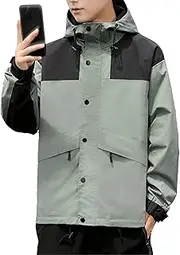 [DGHM-JLMY] Men's Spring Fall Outdoor Windbreaker Lightweight with Hooded Hiking Coat Trendy Windproof Rain Jacket