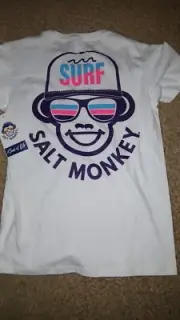 SALT MONKEY-YOUTH SHIRT-NEW/TAGS-MEDIUM 10/12-WHITE -SURF