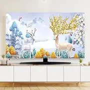 Universal TV Cover 32-85 Inches Colorful Dustproof Screen Protector For LCD LED, Picturesque Pattern Indoor Bedroom Living Room Decoration Dust Televisions(Size:80IN,Color:C)