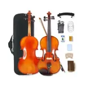 4 Strings Violin Set Acoustic Violin 4/4 Full Set Flamed Maple Spruce Ebony F...