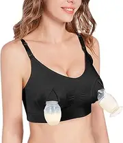 [haakaa] Pumping Bra Hands Free Nursing Bras for Breastfeeding, Wire-Free Pumping and Nursing Bra in One with Bra Extender
