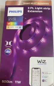 Set Of 3 Philips Color Smart Wi-Fi Wiz Connected LED Light Strip Extension 3x3ft