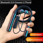 Bluetooth Headset Wireless Neck Earphones Headsets with Mic and Support TF Card