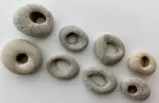 8 Natural Holey Beach Rocks Hag Fairy Stones Wish Magic Mystic smooth Bead #M US