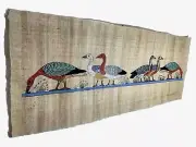 Vintage Egyptian Papyrus Painting Geese Meidum 13x34”