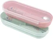 HOMOBABE 2 Sets Portable Tableware Stainless Steel Forks Spoons with Storage Box for Supplementary Food Cute Cartoon Design for Easy Carrying
