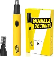 Gorilla Technique Nose Hair Trimmer for Men, Rechargeable 2-in-1 Trimmer for Nose Eyebrow Hair Removal, No Pull No Snag Grooming with High-Speed 10,000rpm Motor
