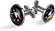 [Generic] Men's Cufflinks, Unicorm Rainbow Mane Cuff Links for Men, Classic Cufflinks Black for Suit Shirt Wedding Business Birthday Jewelry Gift