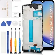 Olivechard InCell A25 5G LCD Screen Replacement for Samsung Galaxy A25 5G with Brave Black Frame A256U A256B LCD Screen Touch Digitizer Assembly(No Fingerprint Function)