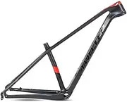 Carbon Mountain Bike Frame 27.5er 29er Hardtail MTB Frame 15''/17''/19'' Lightweighting Disc Brake Frame QR 135MM Internal Routing (Color : Black Red, Size : 19'')