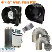 4/6 inch Ventilation 4'' 6'' Inline Fan Carbon Filter Ducting Kit For Grow Tent