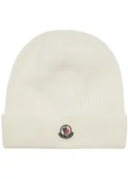 Moncler Kids Panelled Cotton Beanie - Cream 24 months