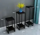 3 Pcs White Gold Black Metal Square Plant Flower Bonsais Side End Table Stand