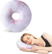 LuxoCare Ear Piercing Pillow for Side Sleepers - Donut Pillow with Holes for Ear Pain,Ear Side Sleeping Pillow for Adults CNH Ear Pain Relief Pressure Sores,Cotton O-Shaped Side Sleeping Pillow（Pink）