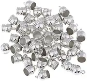 [NeaxgeandX] 50 Pieces End Cap Bead Stopper Fit 8mm Leather Cord Jewelry Findings Sliver