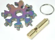 18-In-1 Multi-Tool SNOWFLAKE Pocket Key Ring Tool + BONUS Brass Whistle