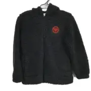 NEW AFL Essendon Bombers Black Fluffy Hooded Zip-Up Jacket Youth Size 10