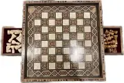 IMMACULATE CONDITION Vintage Chess hand carved Wood Antique Levantine Handmade