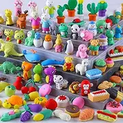 100 Pack Animal Erasers for Kids, Desk Pets for Kids Classroom, 3D Bulk Mini Puzzle Pencil Eraser, Cute erasers for Classroom Rewards and Prizes, Novelty Fun Party Favors Gift Back to School Supplies