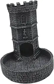 ＫＬＫＣＭＳ Dice Tower, Dice Rolling Tower, Wall Carving Dice Rolling Tray Tabletop Roleplaying Game for Gift, Black Grey