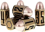 Bullet Metal Dice Set - Six Brass D6 Dices - Use for DND, Warhammer 40k, Farkle, Yahtzee, Role Playing, D&D, Liars Dice, Bunco.. Great Dice Games / RPG / Dungeons and Dragons Accessories Gifts