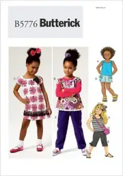 Butterick Pattern B5776 Girls Pullover Tops & Dress~Shorts~Pants~Purse Sz 2 -5