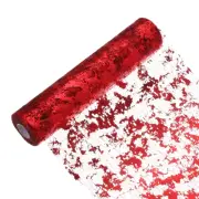 Wine Red Table Runner Roll 11.4" x 45Ft Sequin Foil Metallic Mesh Table Runner