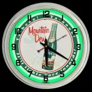 16" Mt Dew Yahooo Sign Green Neon Clock Mountain Man Cave Soda Pop Bar