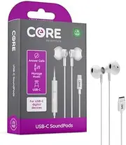 [CORE ESSENTIALS] SoundPods USB-C, Plastic Free, Wired, Mic and Volume Control for iPad Pro/Air/Mini, Huawei, Google Pixel