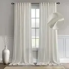 MIULEE Linen Curtains 92 Inch Length for Living Room 2 Panels, Natural Ivory ...