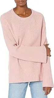[The Drop] Women's Alice Crewneck Back-Slit Ribbed Pullover Sweater, Zephyr Pink, XL